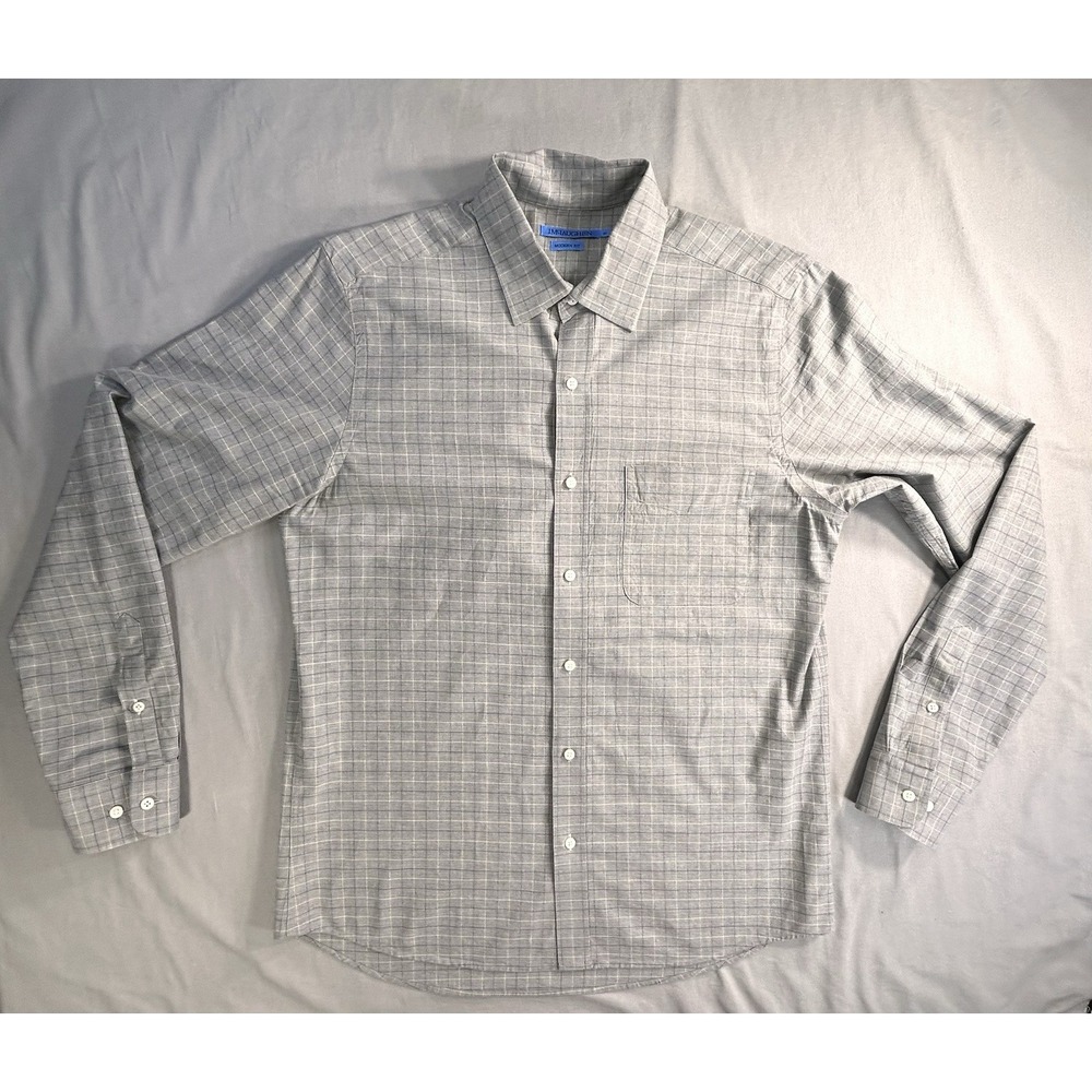 J. McLaughlin Modern Fit Long Sleeve Gray Shirt Men's Medium‎